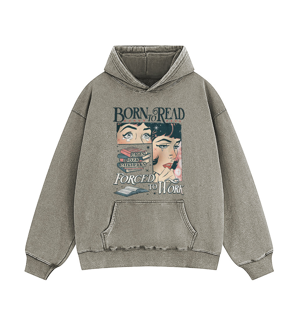 Born To Read Bookish Washed Hoodie