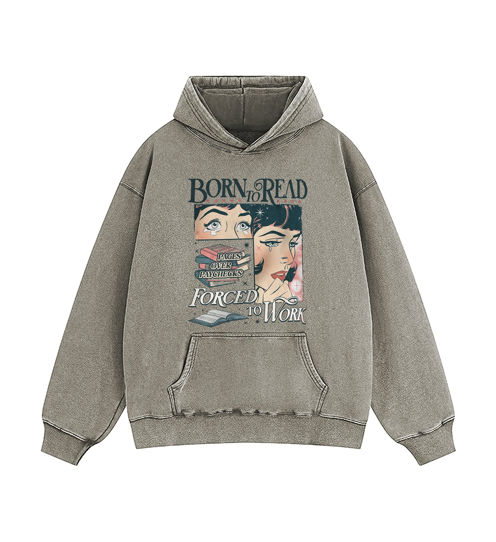 Born To Read Bookish Washed Hoodie