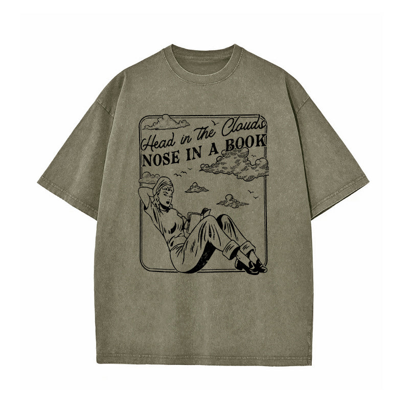 Head In the Clouds Nose In a Book Washed T-Shirt