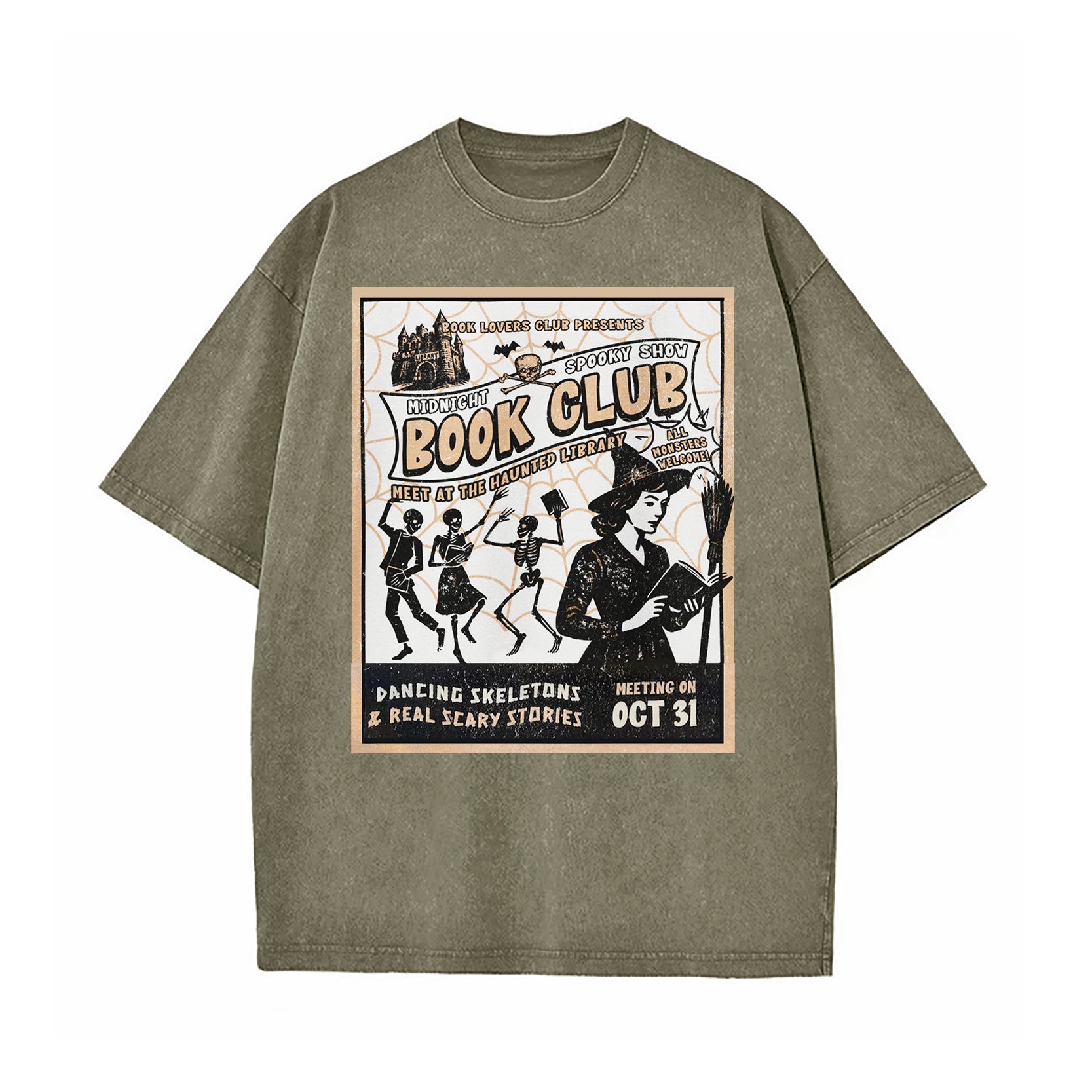 Midnight Halloween Book Club Washed T-Shirt