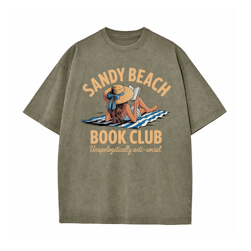 Sandy Beach Book Club Washed T-Shirt