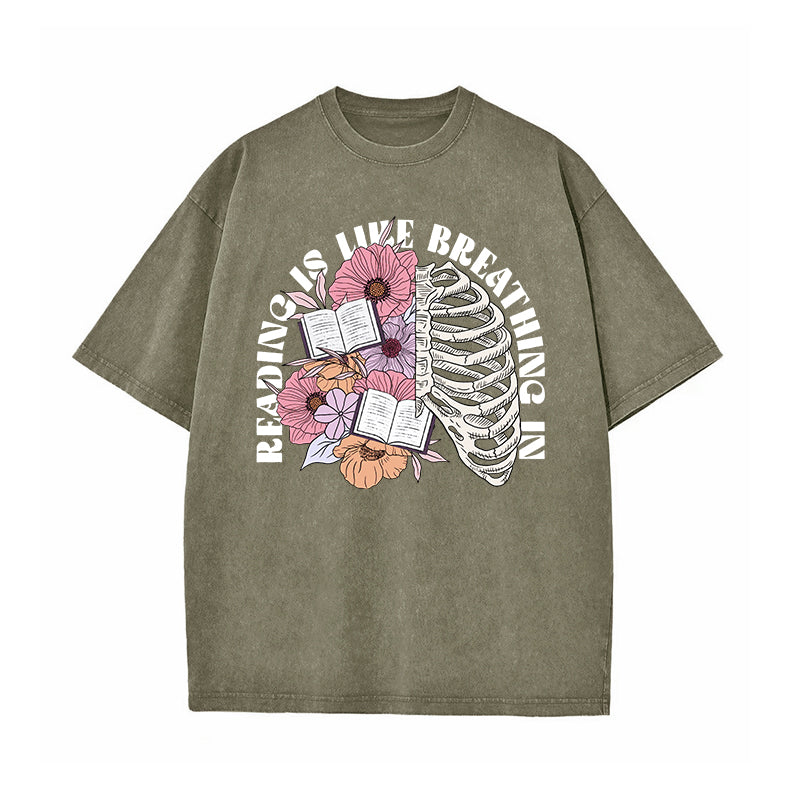 Reading Is Like Breathing Washed T-Shirt