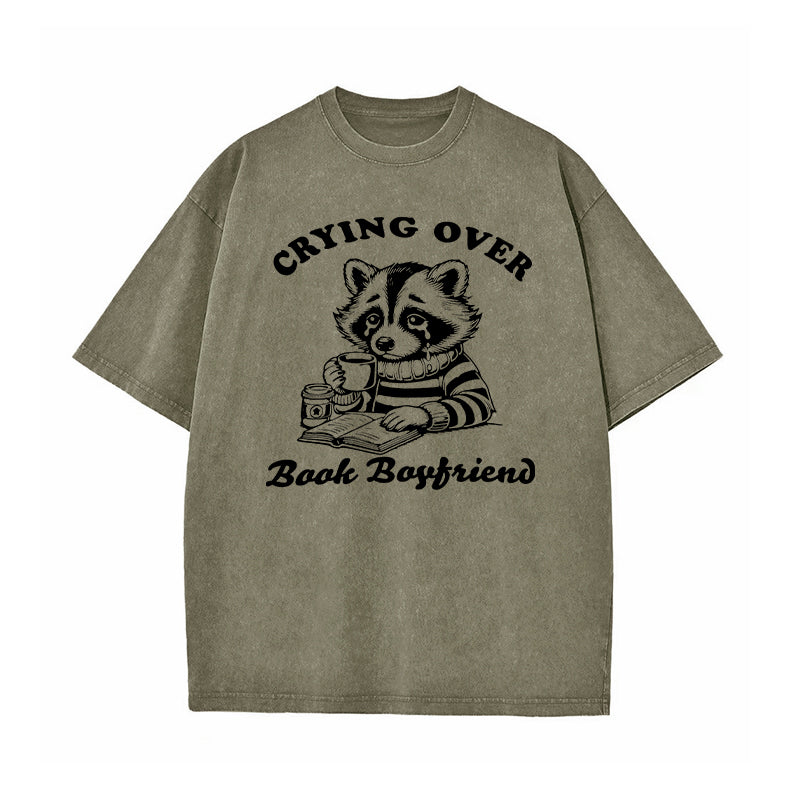 Crying Over Book Boyfriends Washed T-Shirt