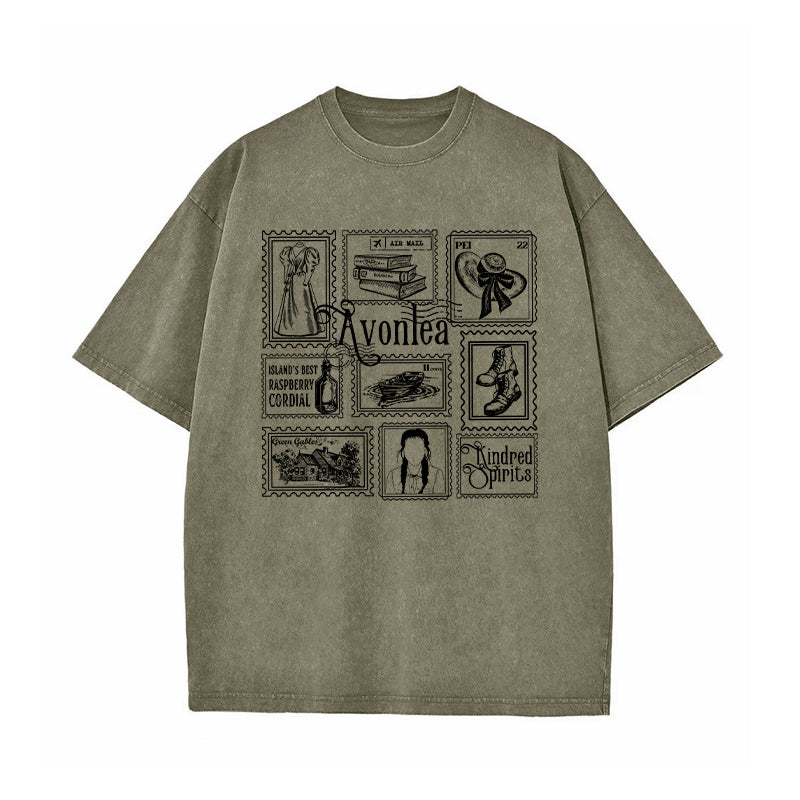 Anne of Green Gables Literary Stamp Collection Washed T-Shirt