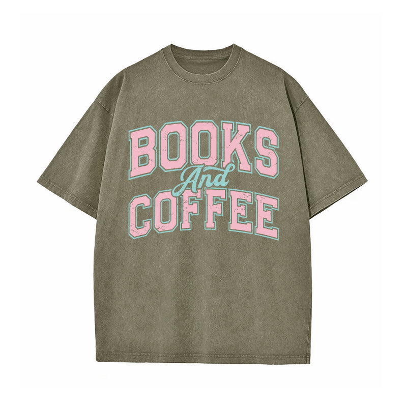 Books And Coffee Bookish Washed T-Shirt
