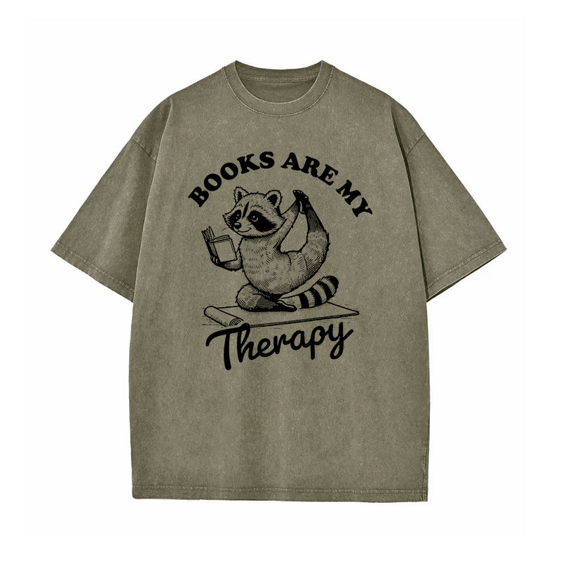 Books Are My Therapy Washed T-Shirt