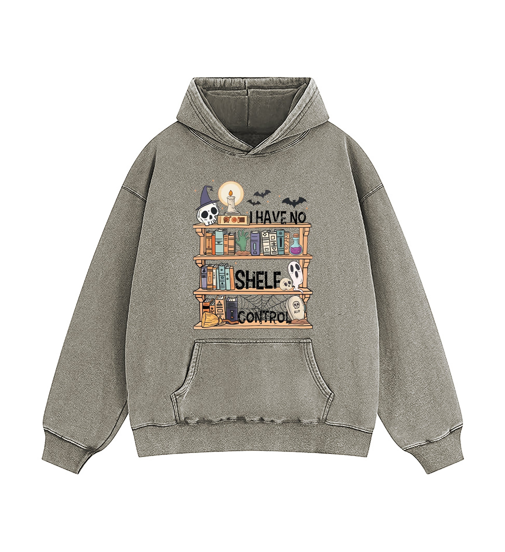 I Have No Shelf Control Book Lover Halloween Edition Washed Hoodie