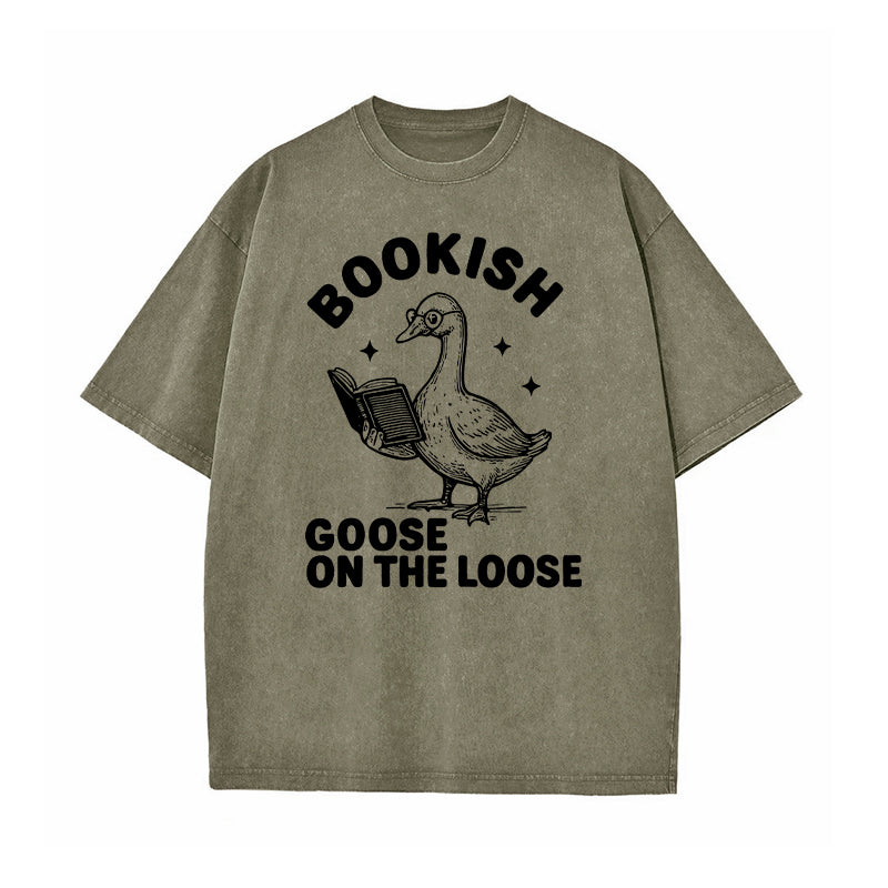 Bookish Goose On The Loose Washed T-Shirt