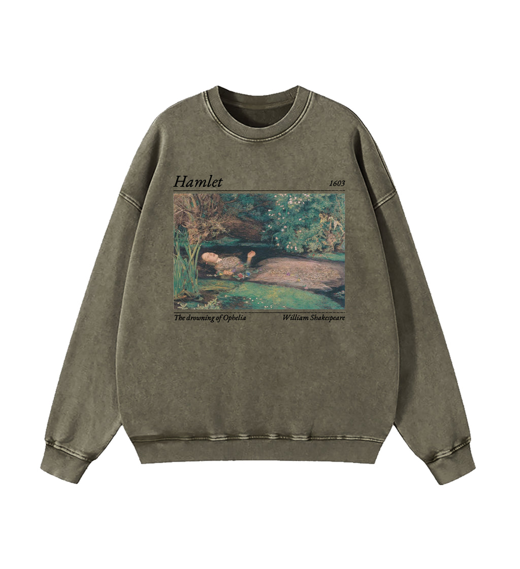Shakespeare Hamlet And Ophelia Washed Sweatshirt