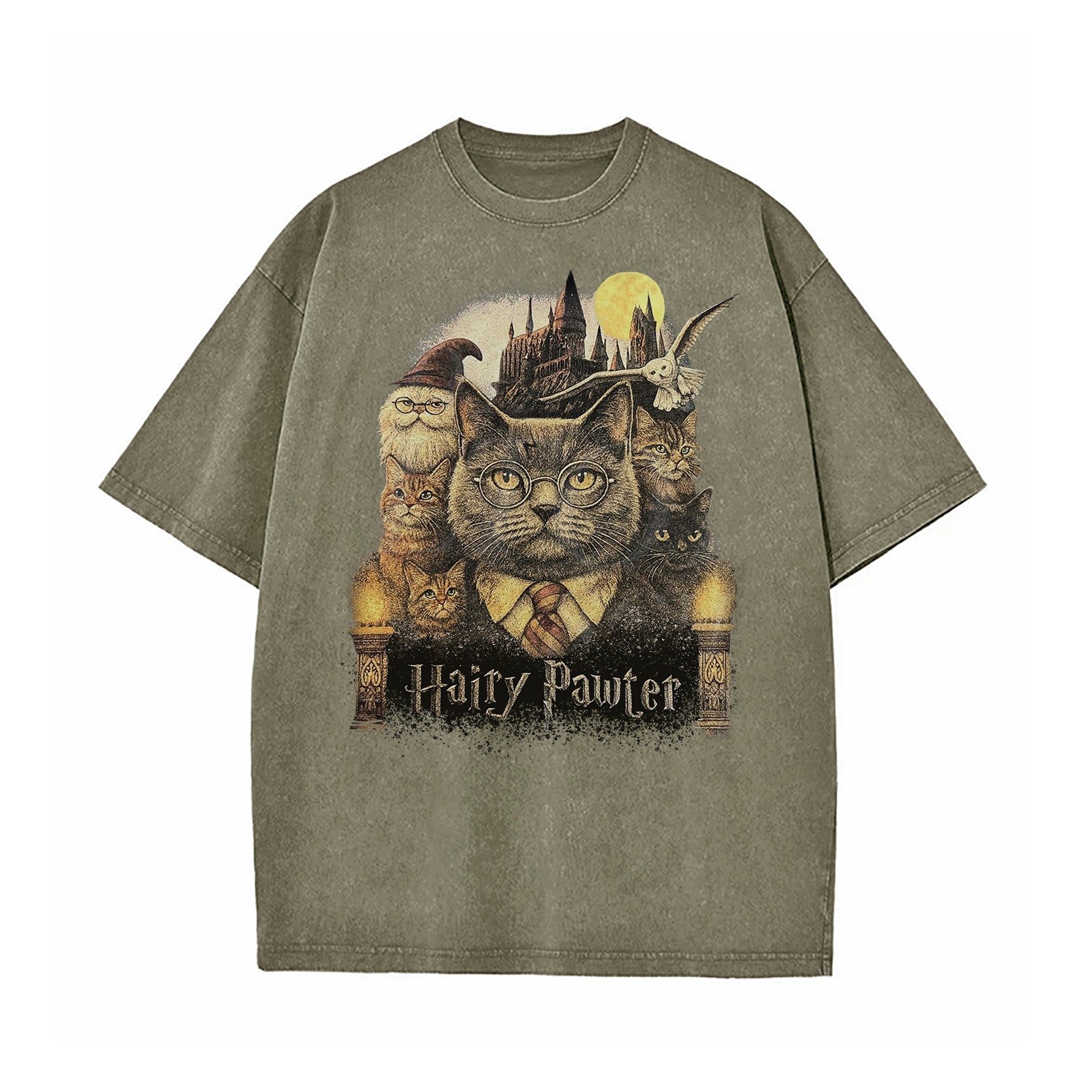 Hairy Pawter Wizard Fantasy Washed T-Shirt