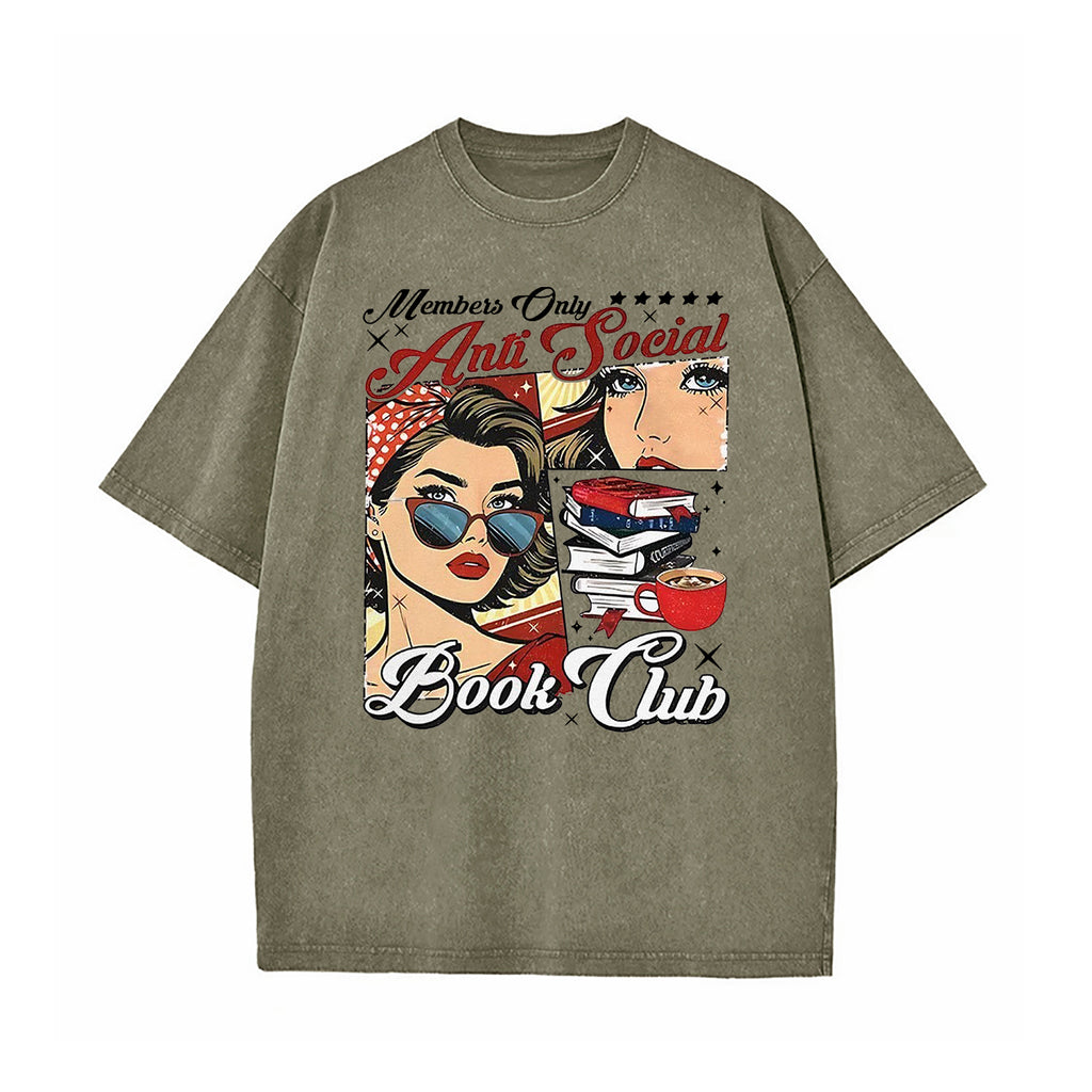 Girl Members Only Anti Social Book Club Washed T-Shirt