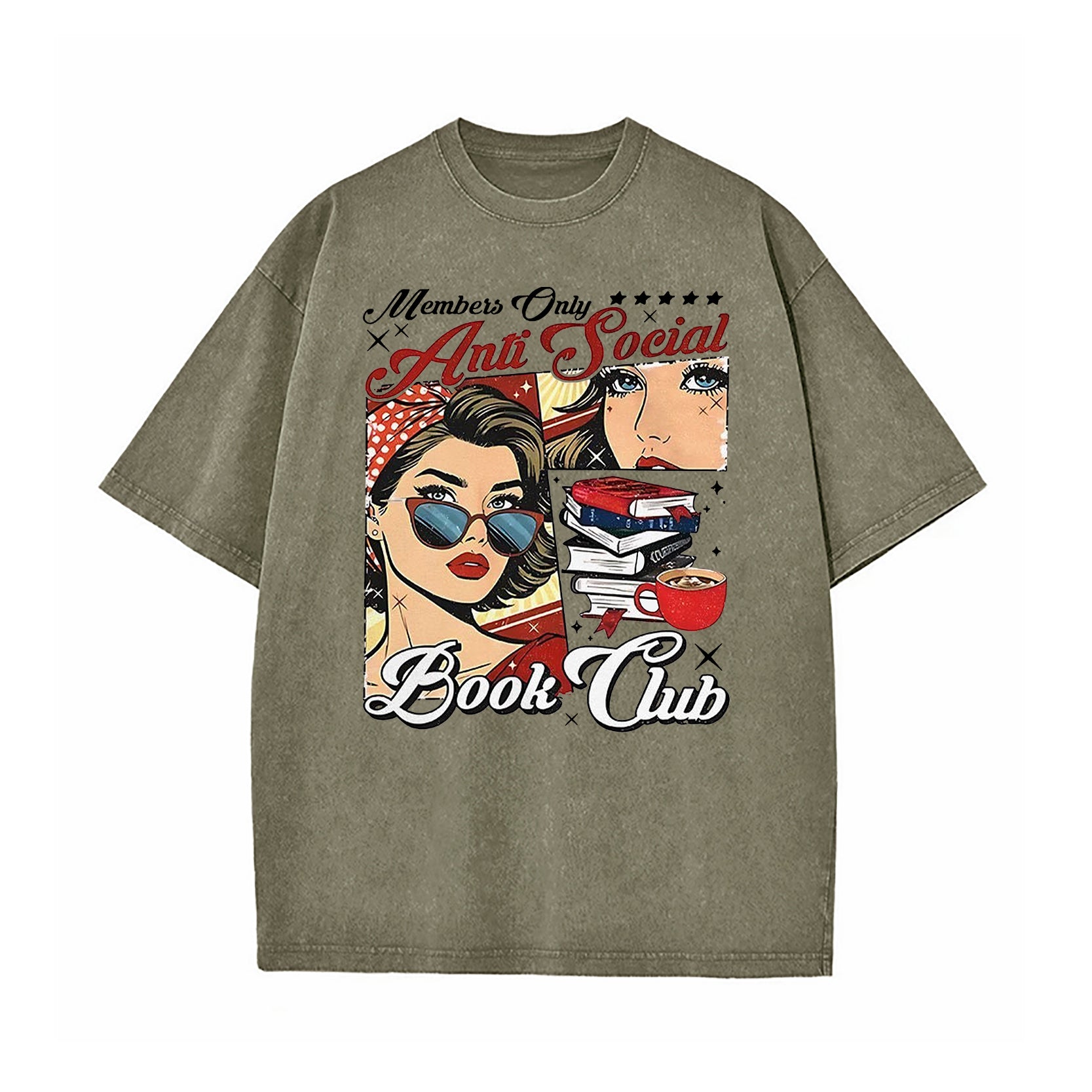 Girl Members Only Anti Social Book Club Washed T-Shirt