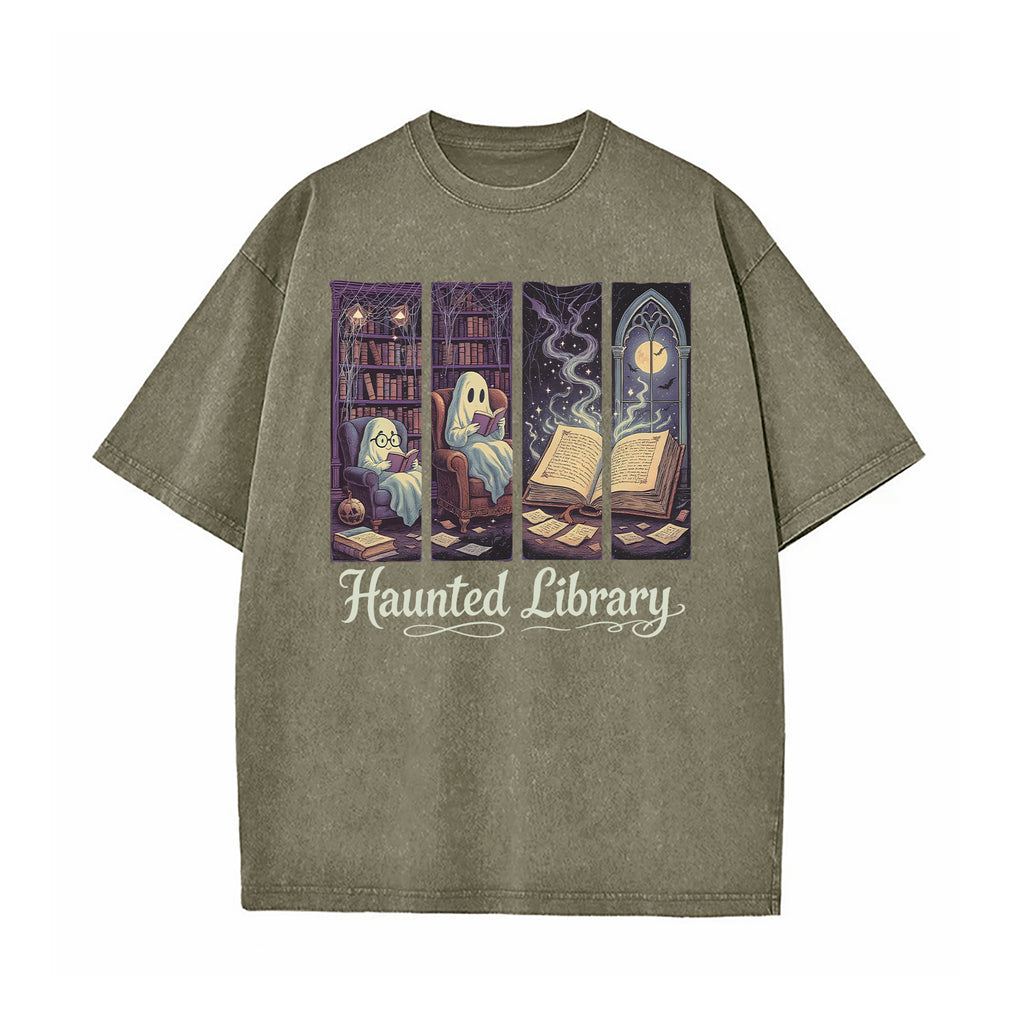 Haunted Library Washed T-Shirt