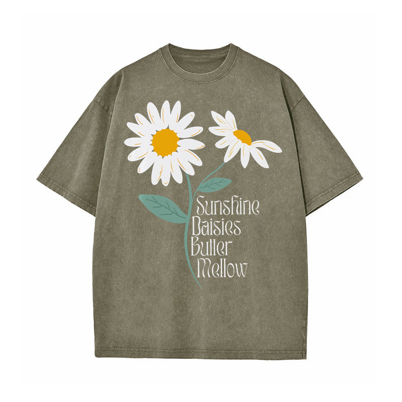 Sunshine Daisies Butter Mellow Potter Fan Washed T-Shirt
