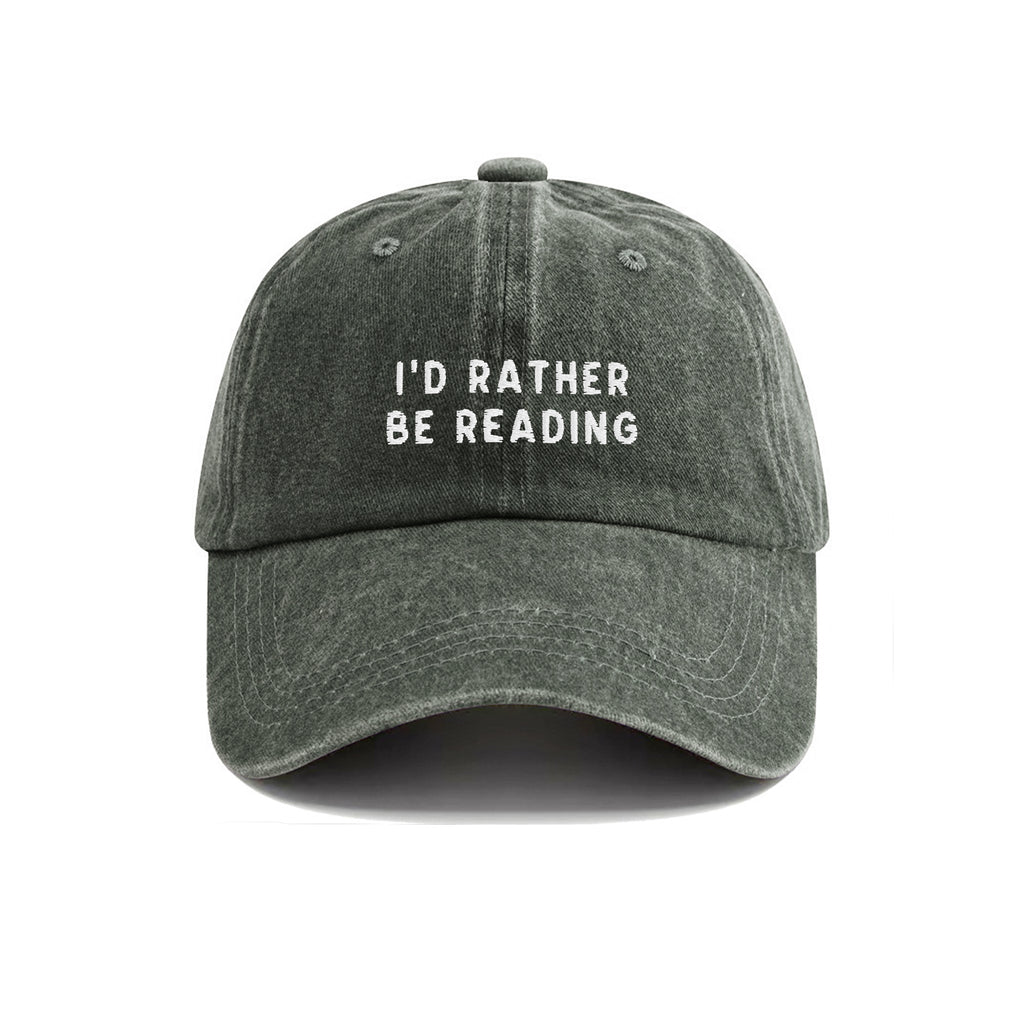 I'd Rather Be Reading Embroidered Washed Cap