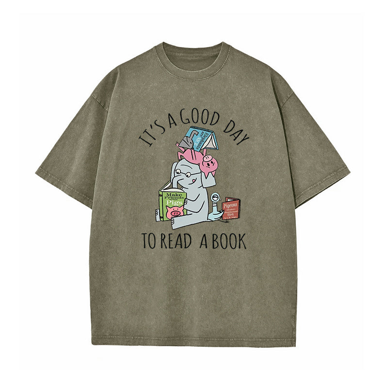 Its A Good Day To Read Piggie Elephant Washed T-Shirt