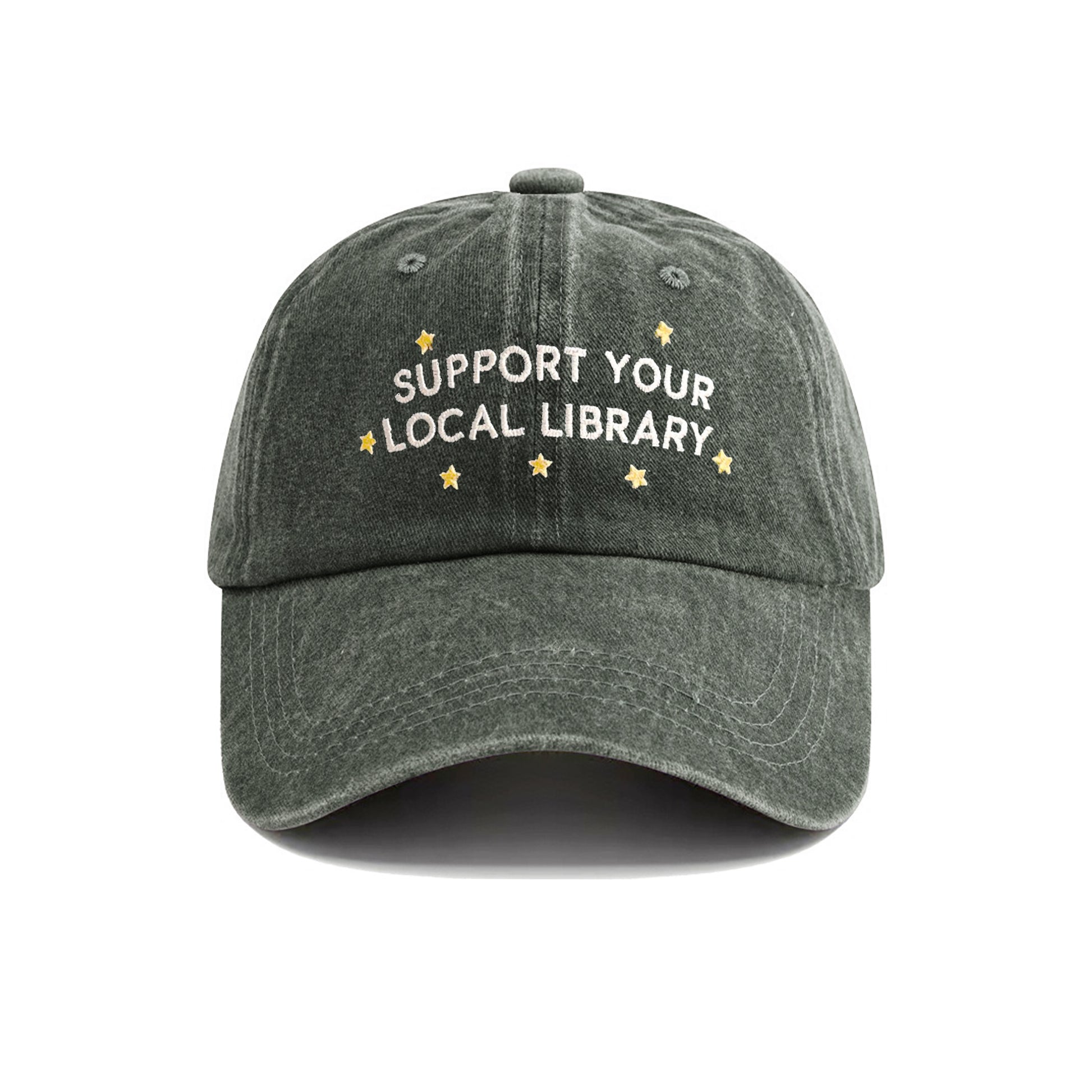 Support Your Local Library Embroidered Washed Cap