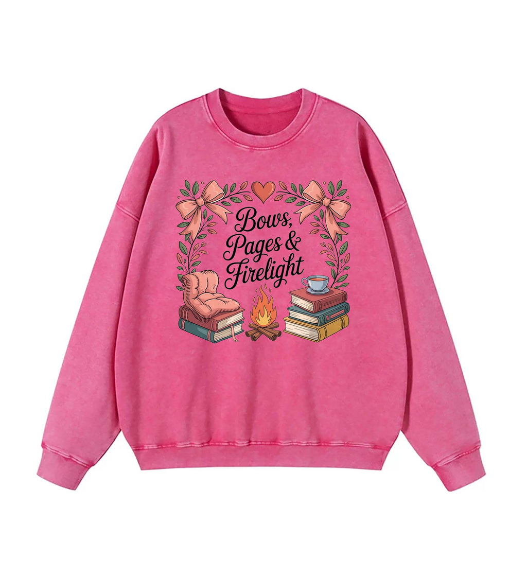 Cozy Bookish Campfire: Bows, Pages & Firelight sweatshirt