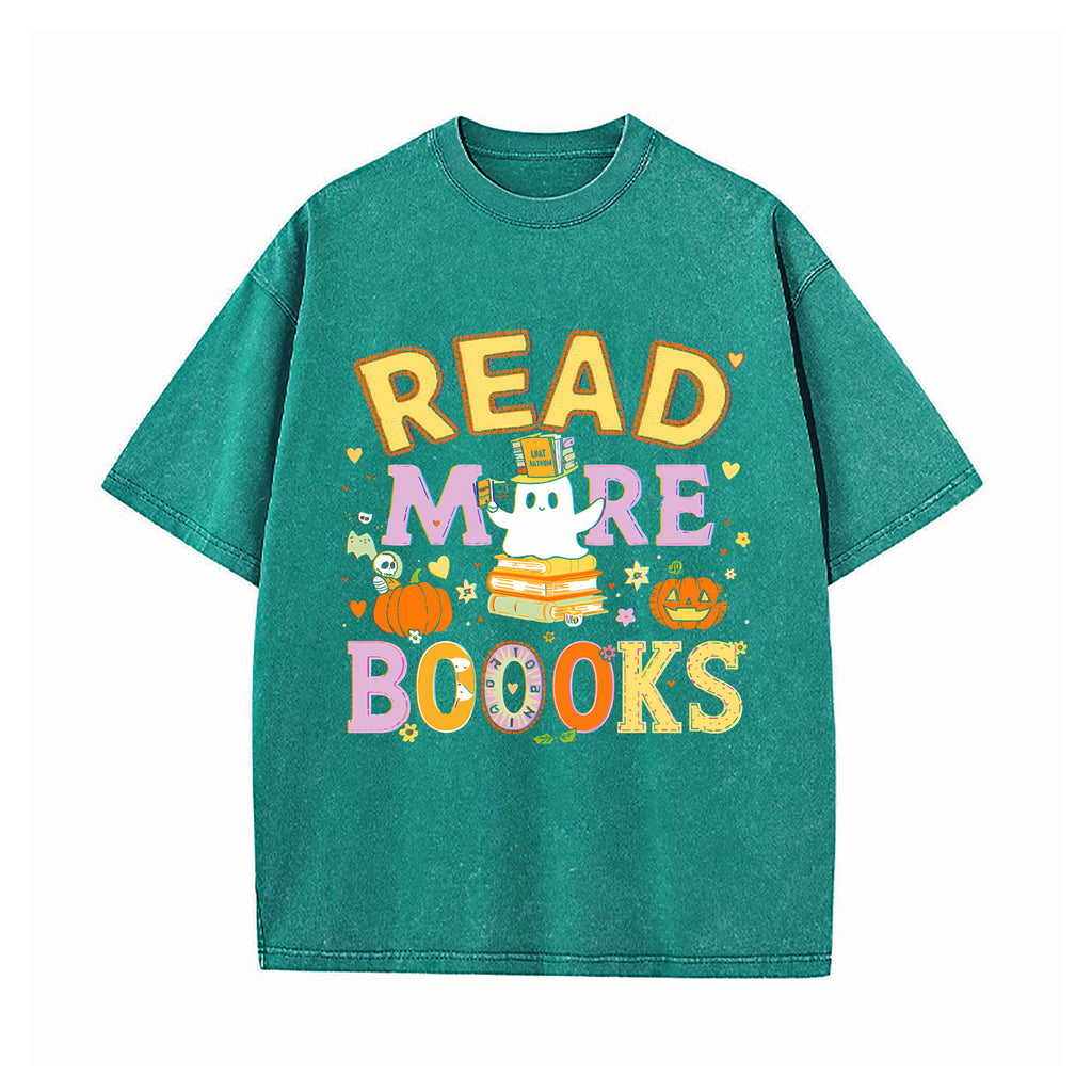 Funny Teacher Halloween Cute Booooks Ghost Read More Books T-Shirt