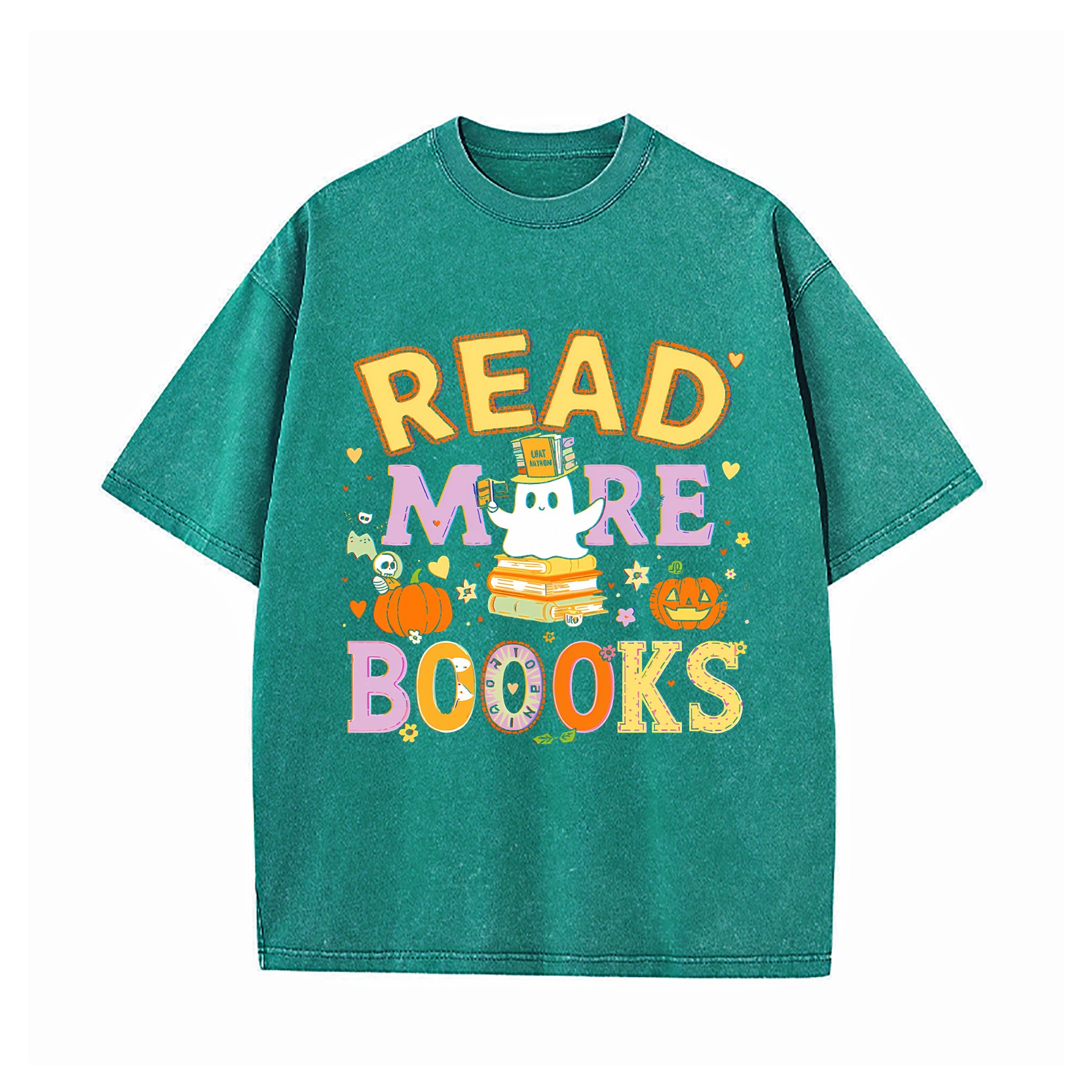 Funny Teacher Halloween Cute Booooks Ghost Read More Books T-Shirt