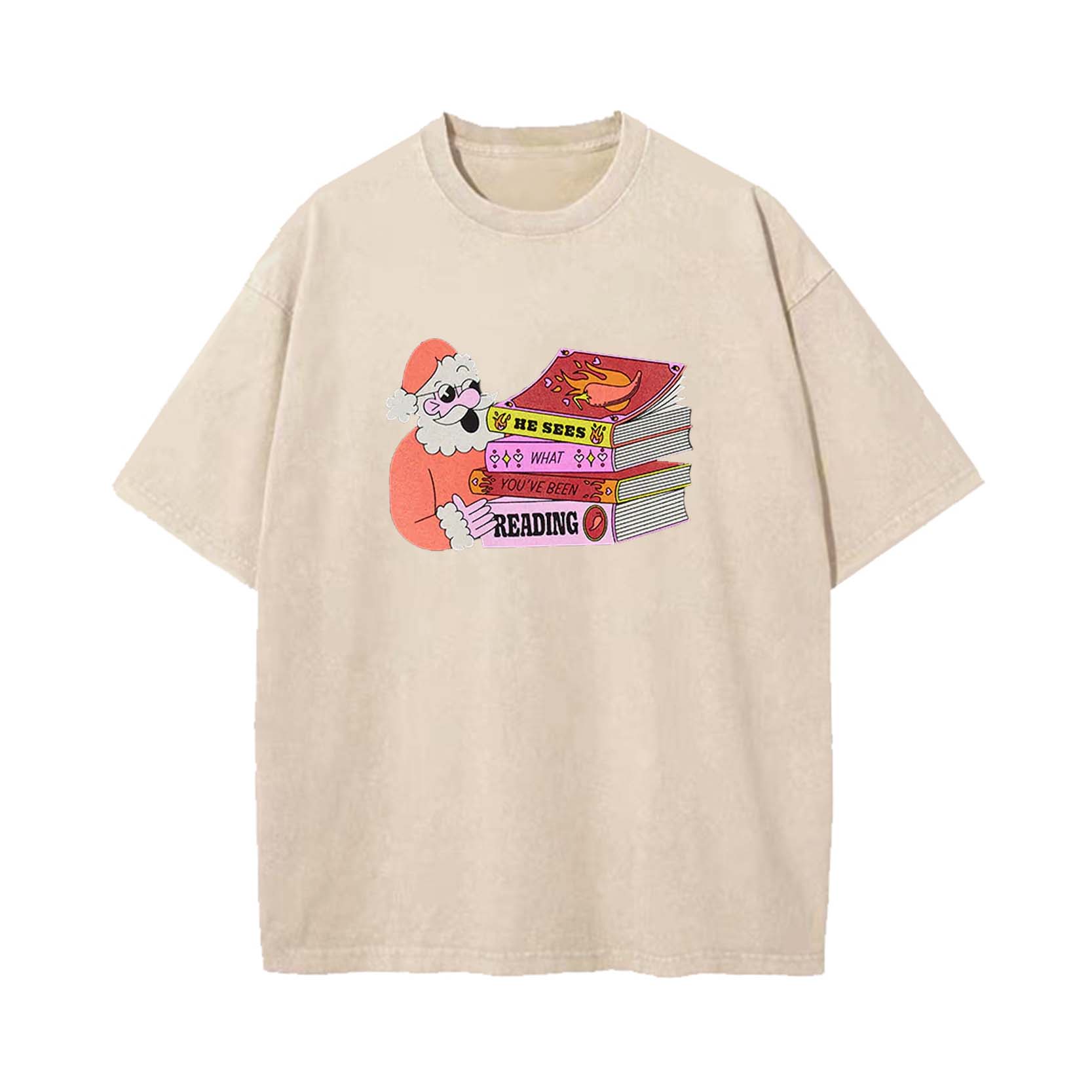 Santa: He Sees What You've Been Reading T-Shirt