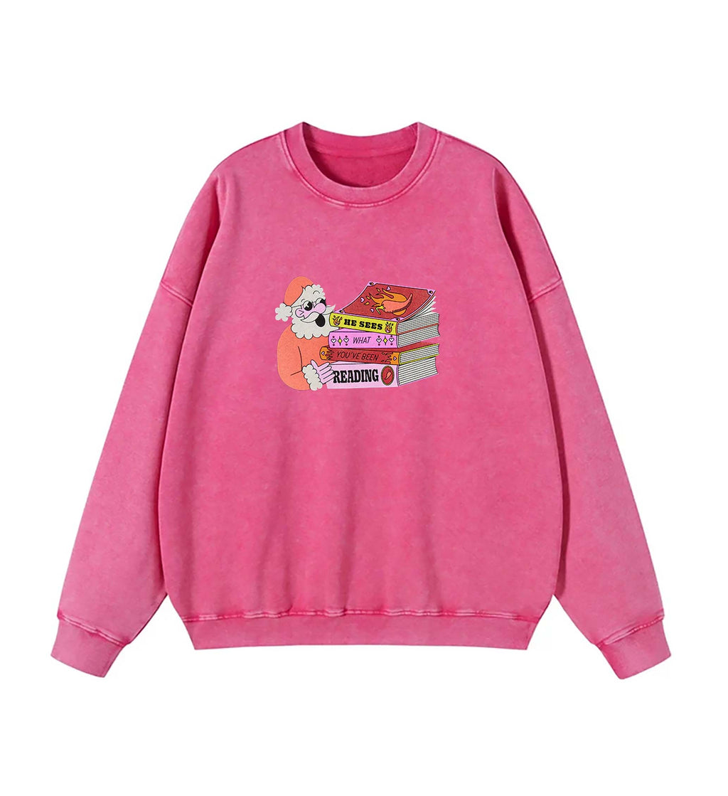 Santa: He Sees What You've Been Reading Sweatshirt