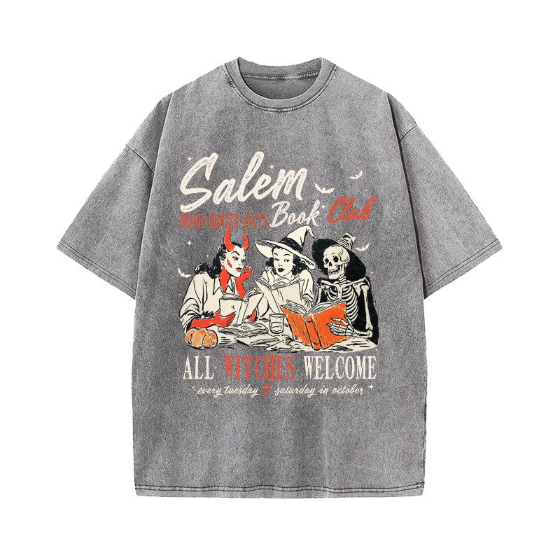 Salem Book Club Halloween Washed T-Shirt