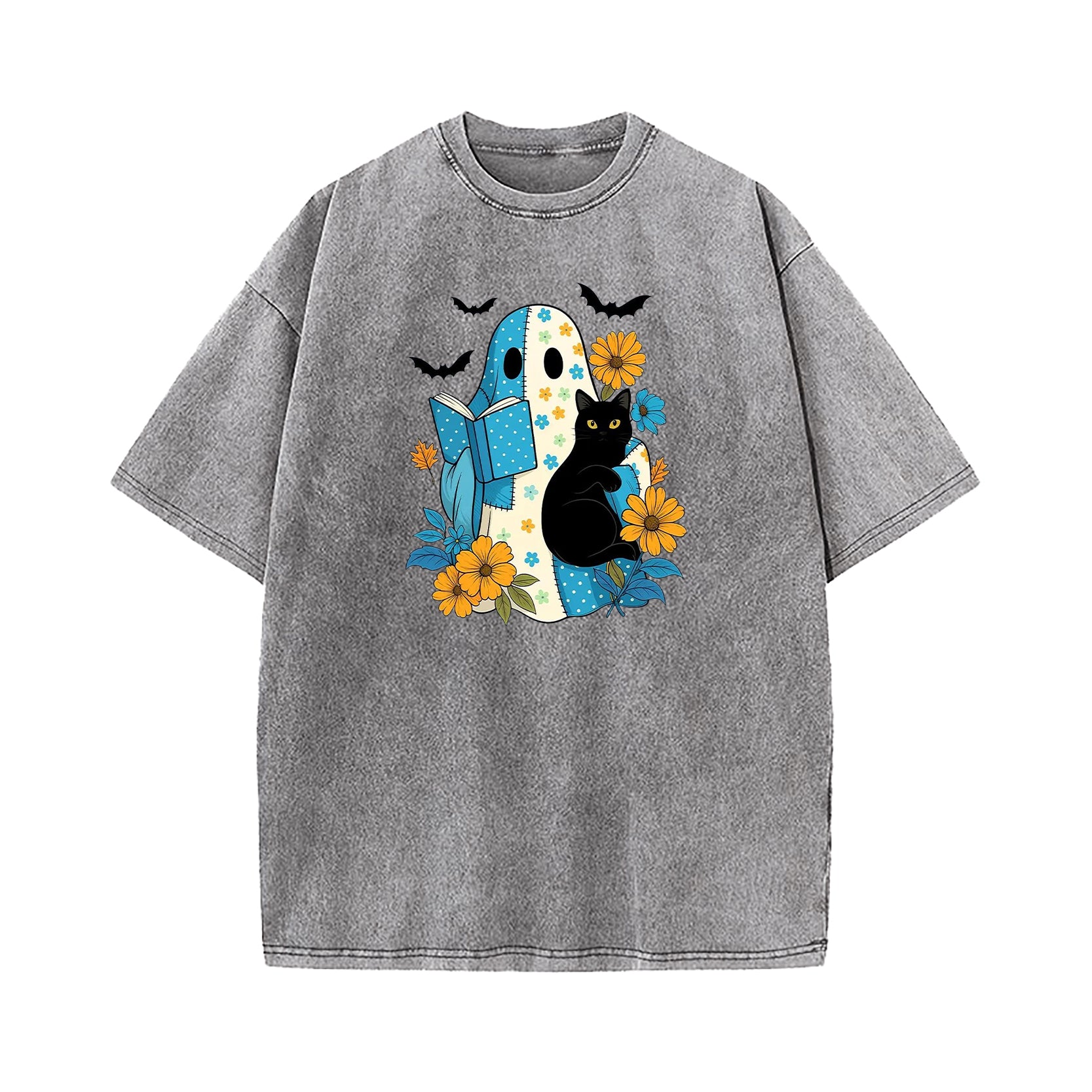 Blue Denim Patchwork Ghost Washed T-Shirt