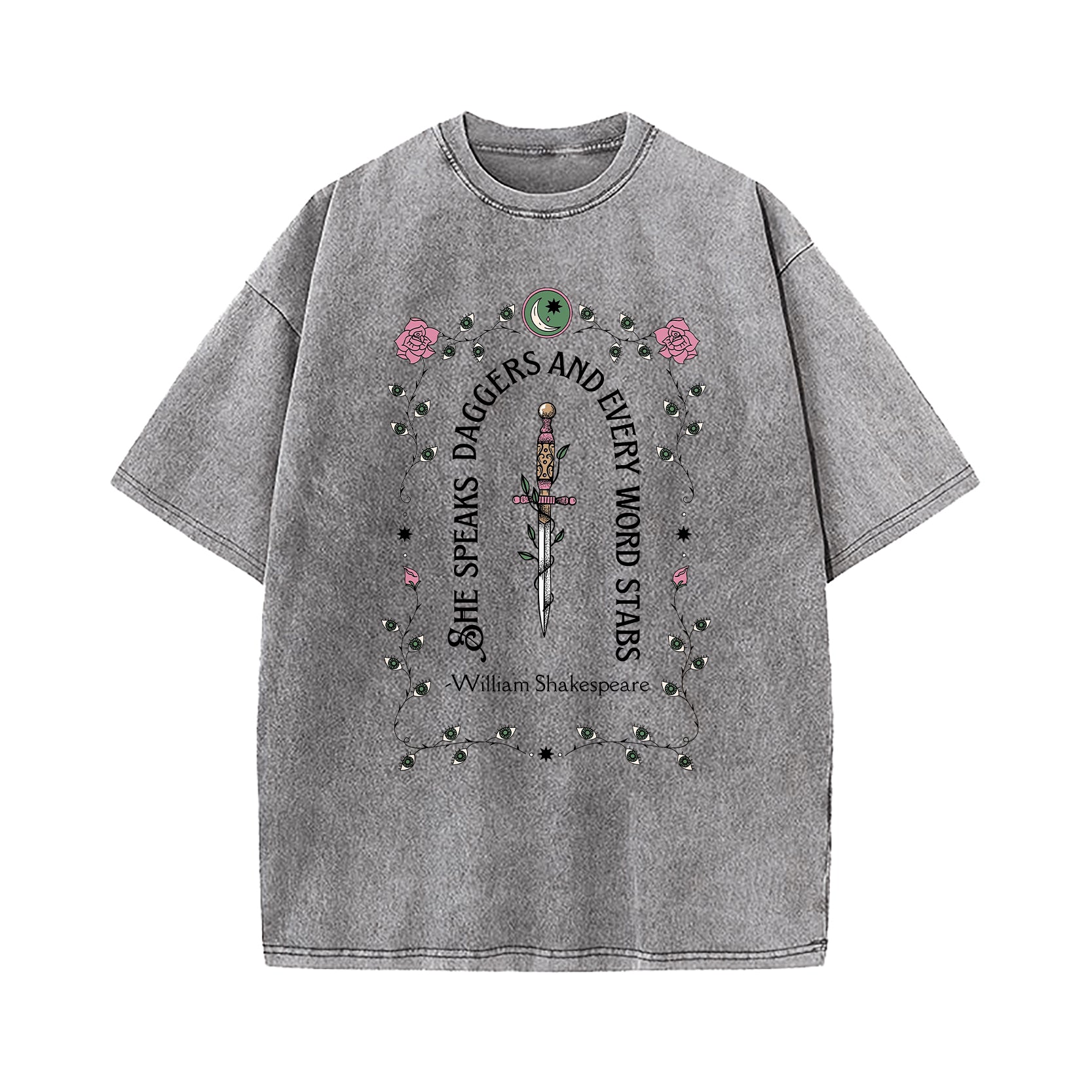She Speaks Daggers Shakespeare Quote Washed T-Shirt