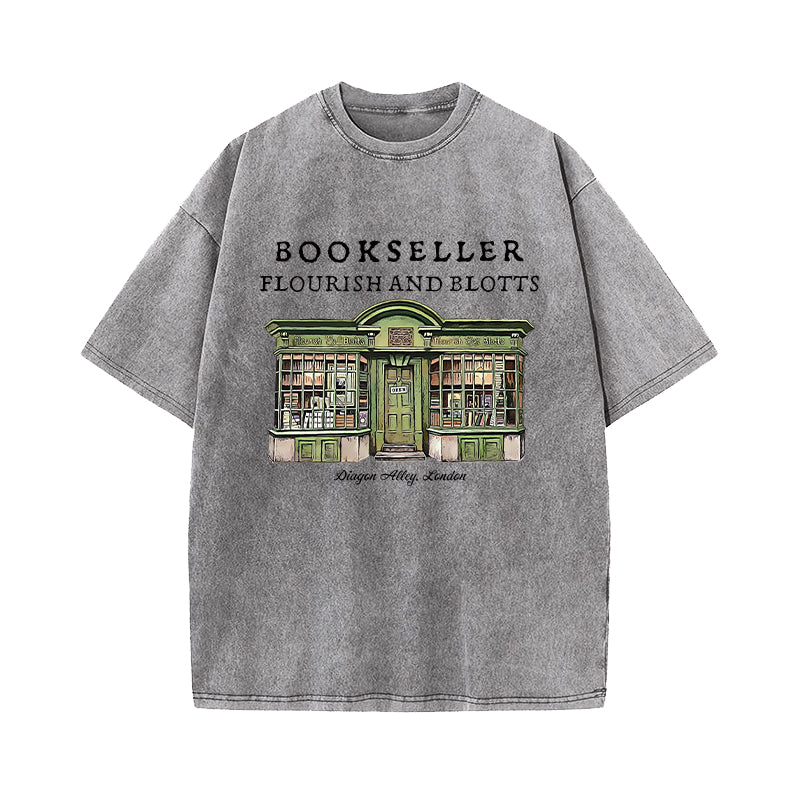 Flourish Blotts Wizard House Washed T-Shirt