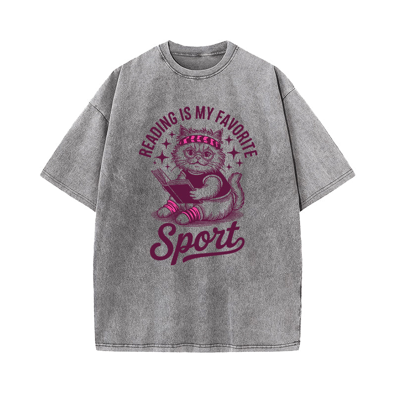 Reading Is My Favorite Sport Washed T-Shirt