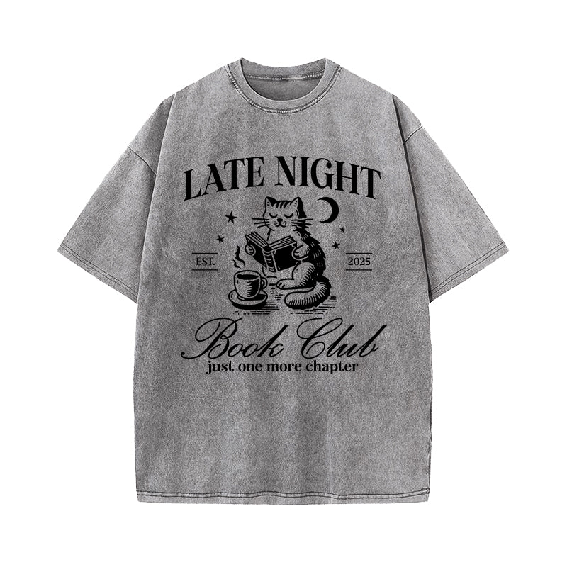Late Night Book Club Washed T-Shirt