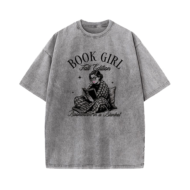 Book Girl Fall Edition Washed T-Shirt