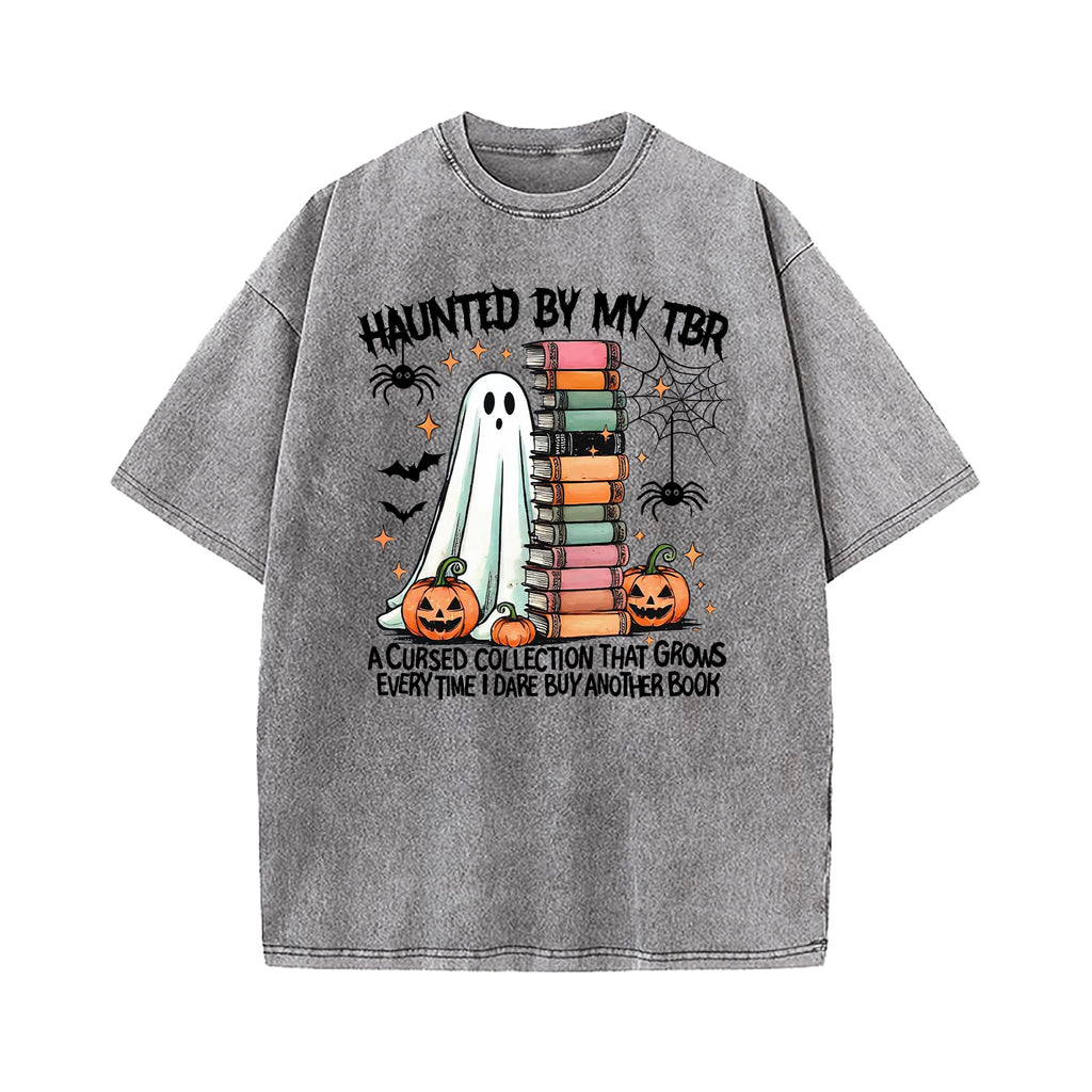 Haunted By My TBR Halloween Washed T-Shirt