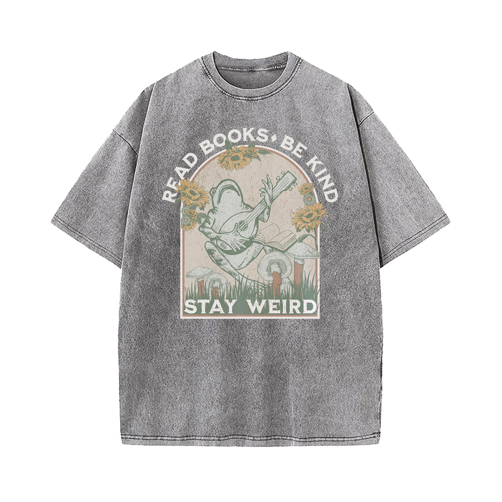 Read Books Be Kind Stay Weird Washed T-Shirt