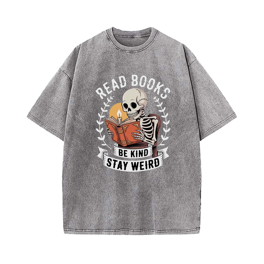 Read Books Stay Weird Book Lover Washed T-Shirt