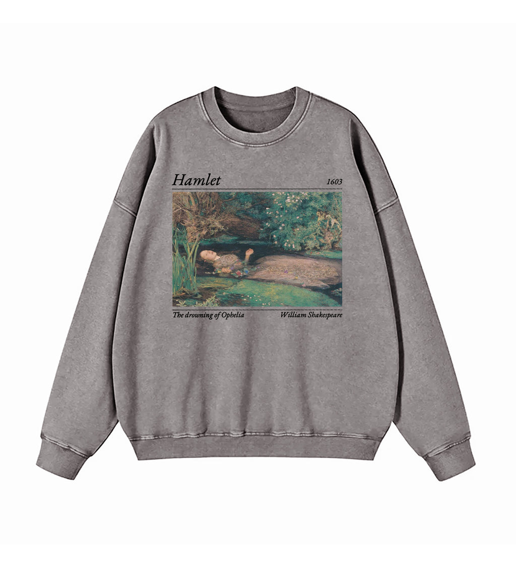 Shakespeare Hamlet And Ophelia Washed Sweatshirt