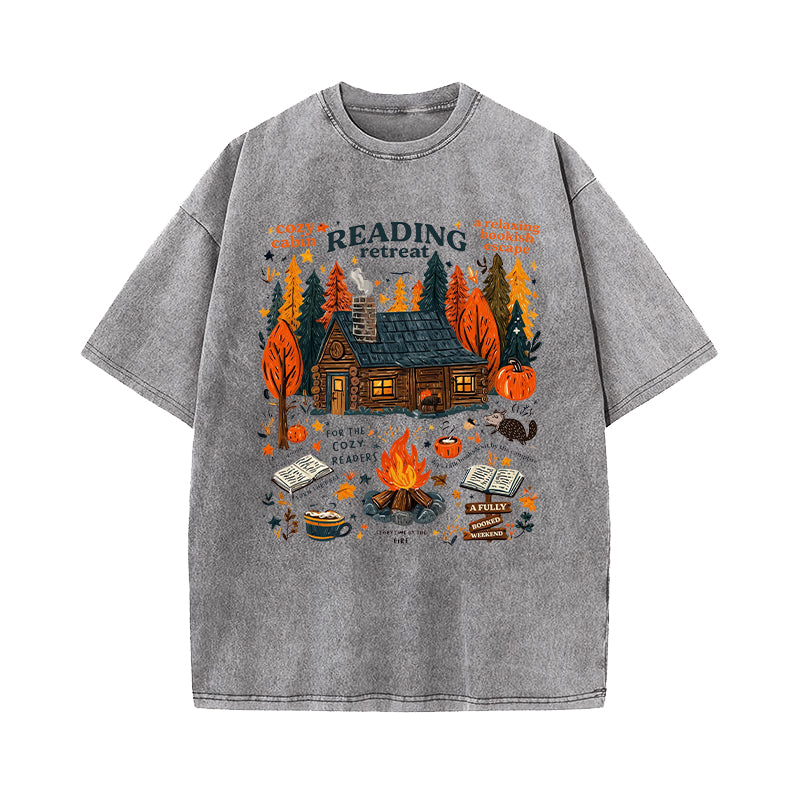 Cozy Cabin Reading Retreat Washed T-Shirt