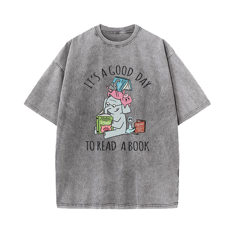 Its A Good Day To Read Piggie Elephant Washed T-Shirt