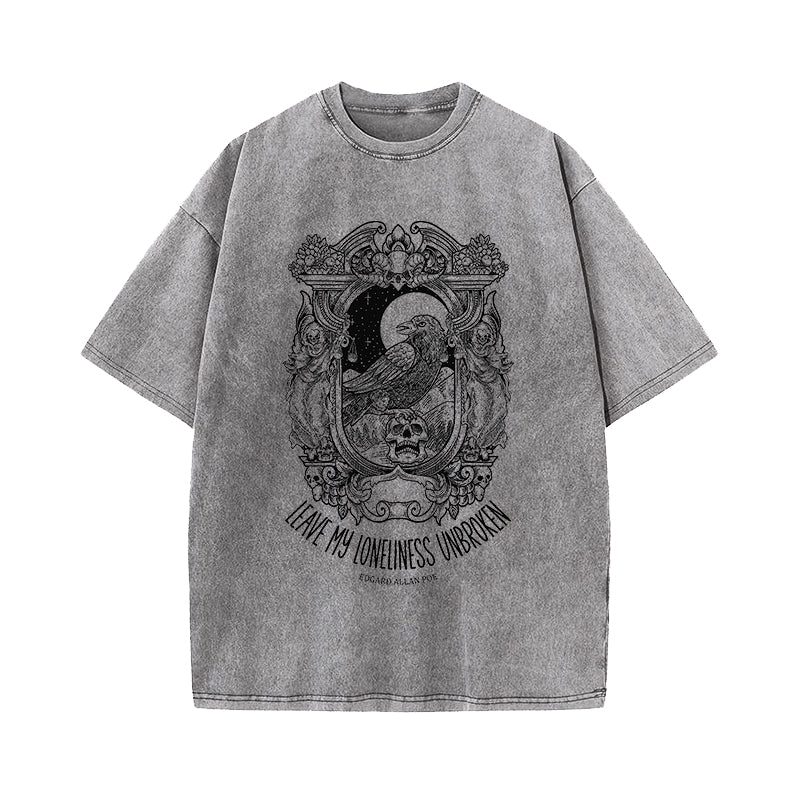 Leave My Loneliness Unbroken Edgar Allan Poe Washed T-Shirt