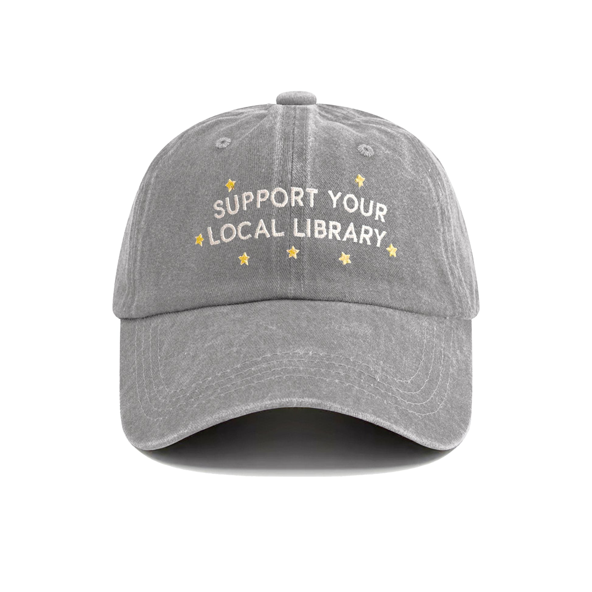Support Your Local Library Embroidered Washed Cap