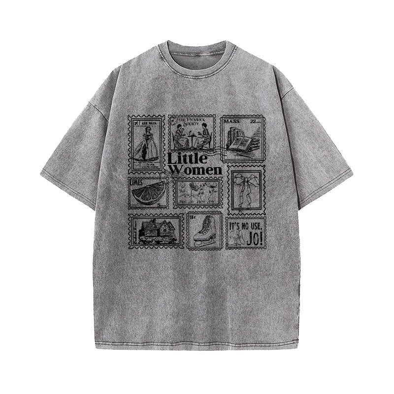 Little Women Literary Stamp Collection Washed T-Shirt