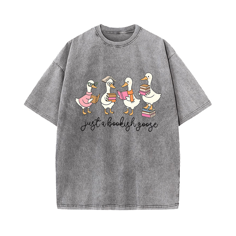 Just A Bookish Goose Washed T-Shirt