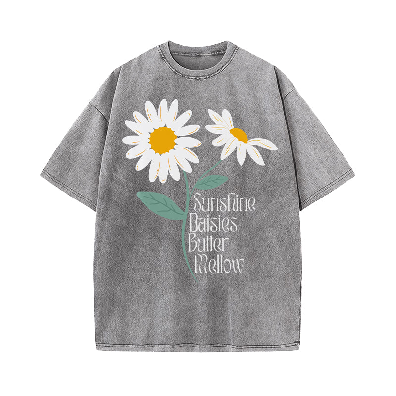 Sunshine Daisies Butter Mellow Potter Fan Washed T-Shirt