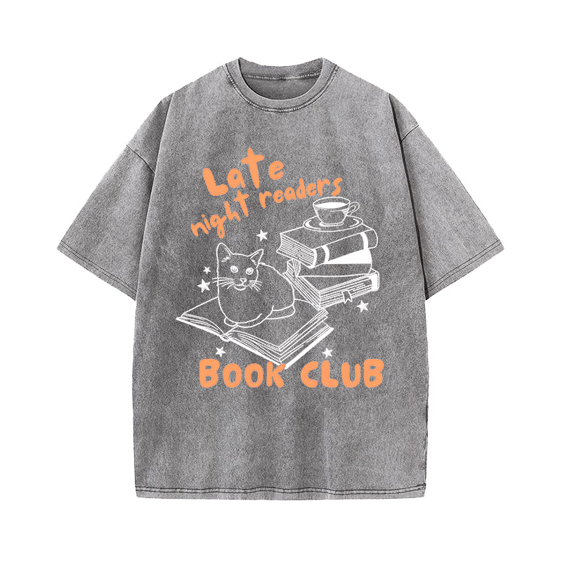 Late Night Readers Book Club Washed T-Shirt