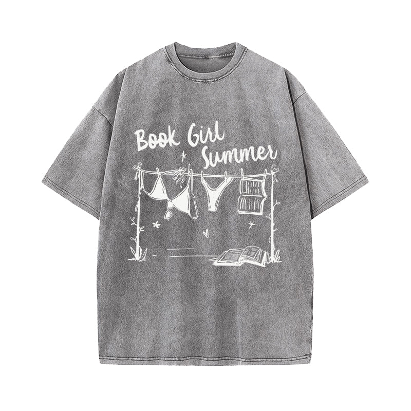 Book Girl Summer Washed T-Shirt