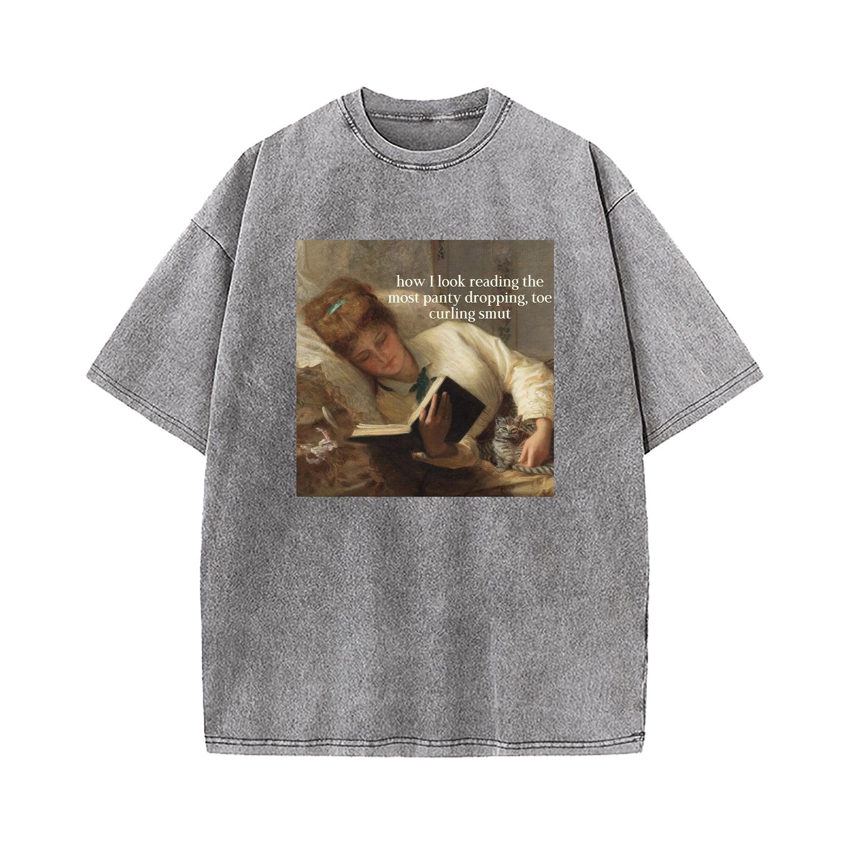 Renaissance Painting Reading Straight-Faced Meme Washed T-Shirt