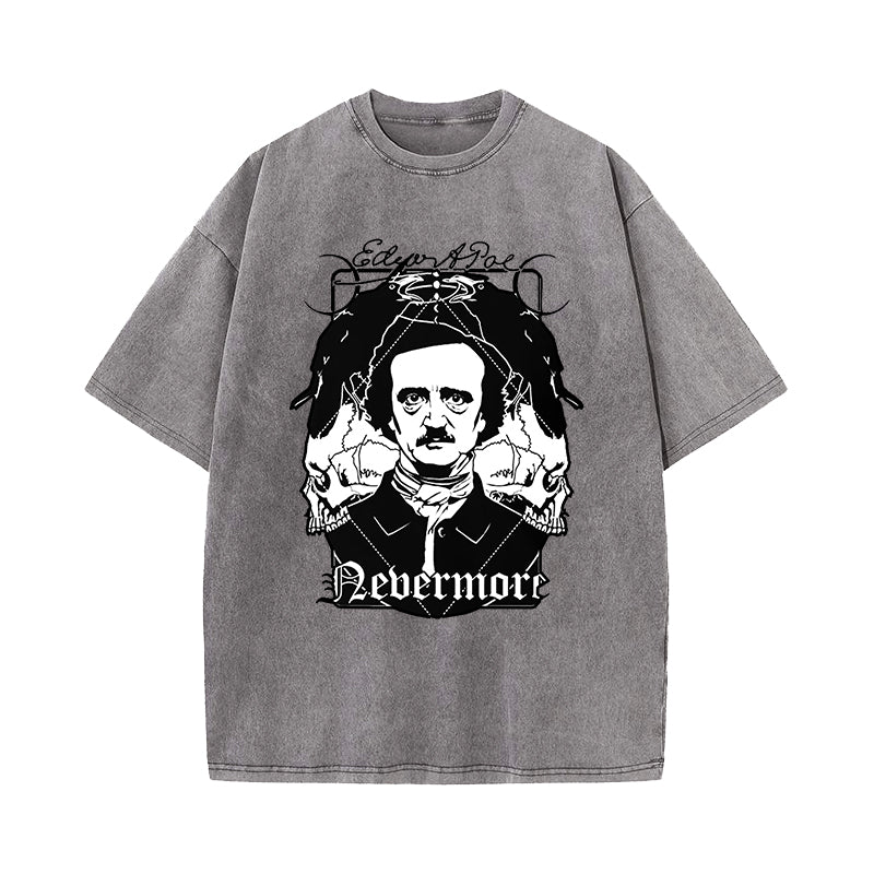Edgar Allan Poe Nevermore Raven Washed T-Shirt