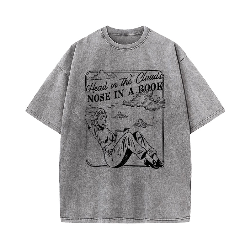 Head In the Clouds Nose In a Book Washed T-Shirt