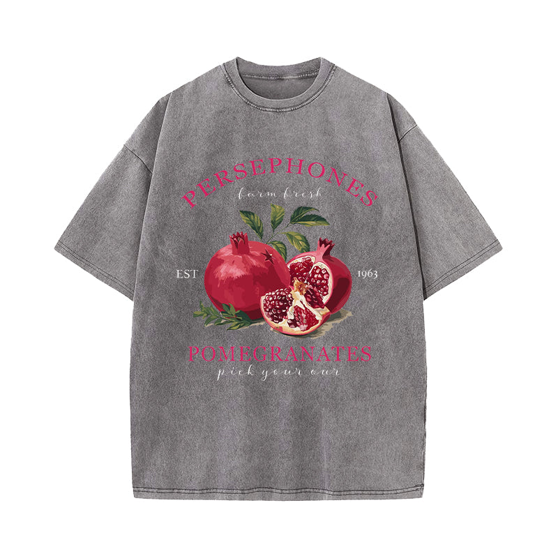 Persephone's Pomegranates Greek Mythology Washed T-Shirt